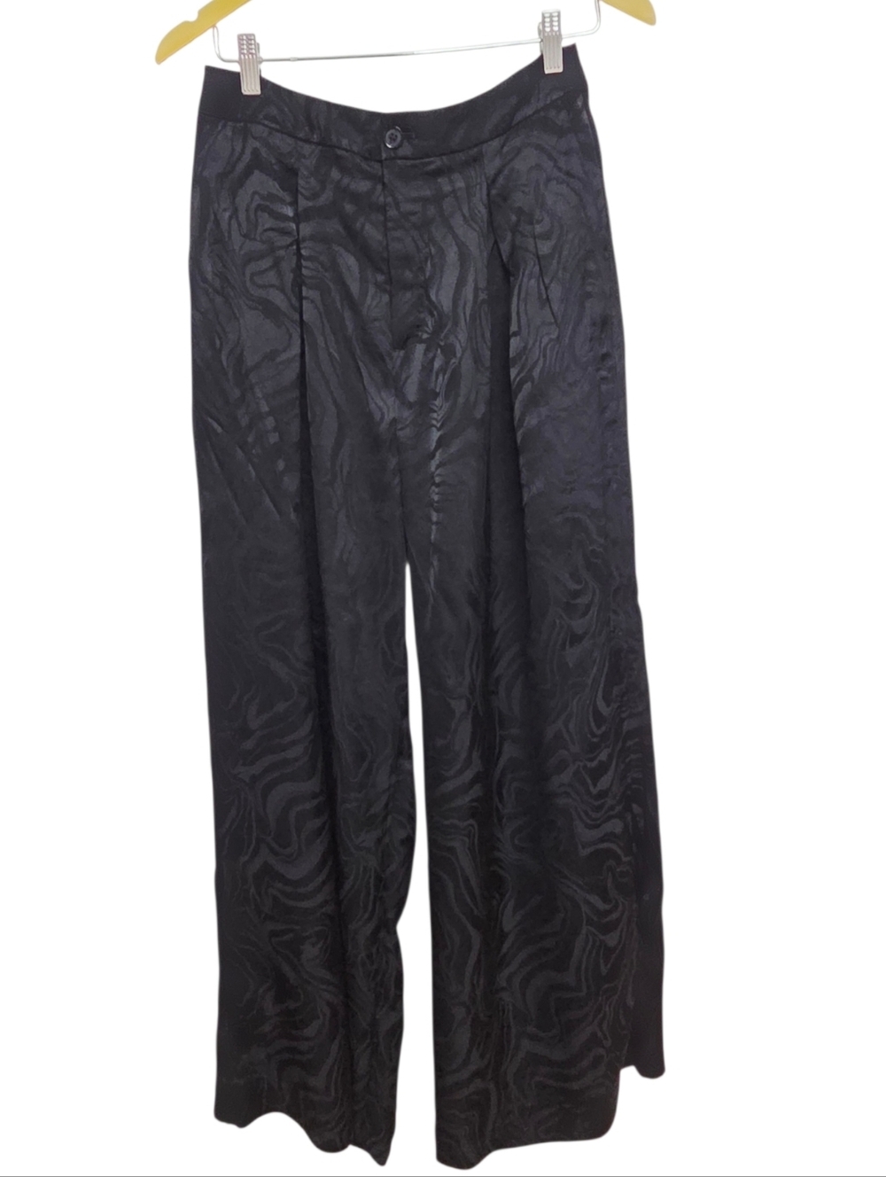 Banana Republic Jacquard Pleated Wide Leg Pants Black 4 - Picture 2 of 12